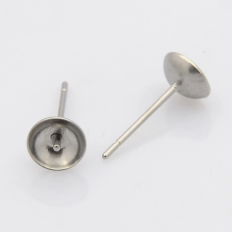 Nemesacél bedugós fülbevalóalap gyöngyökhöz (6mm)