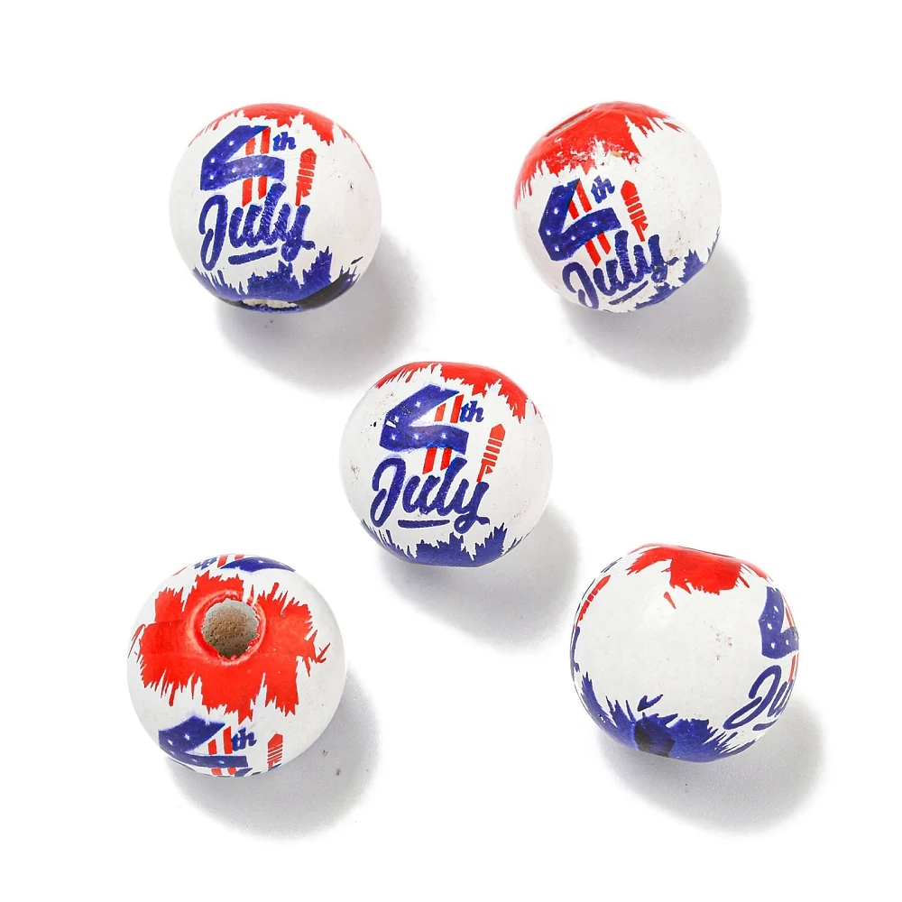 5db Függetlenség napjára, amerikai, július 4-i feliratos fagyöngy (15.5~16mm)