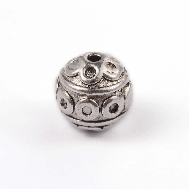Antikolt ezüst színű golyó alakú gyöngy (8mm)