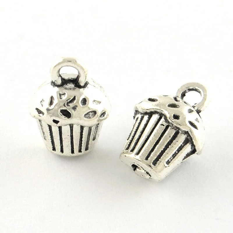 Antikolt ezüst színű muffin fityegő/2db