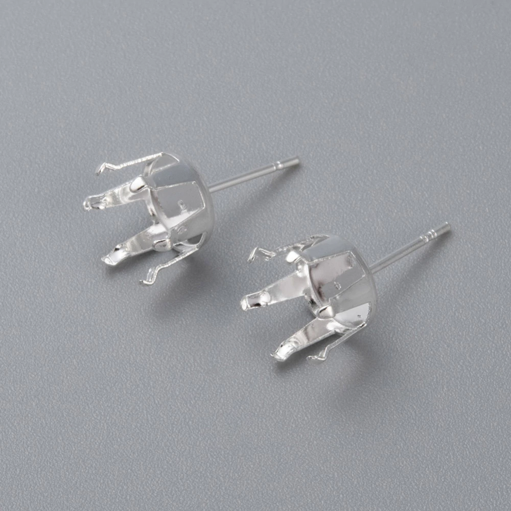 Nemesacél karmos strassz foglalatos fülbevalóalap (8mm) /2pár