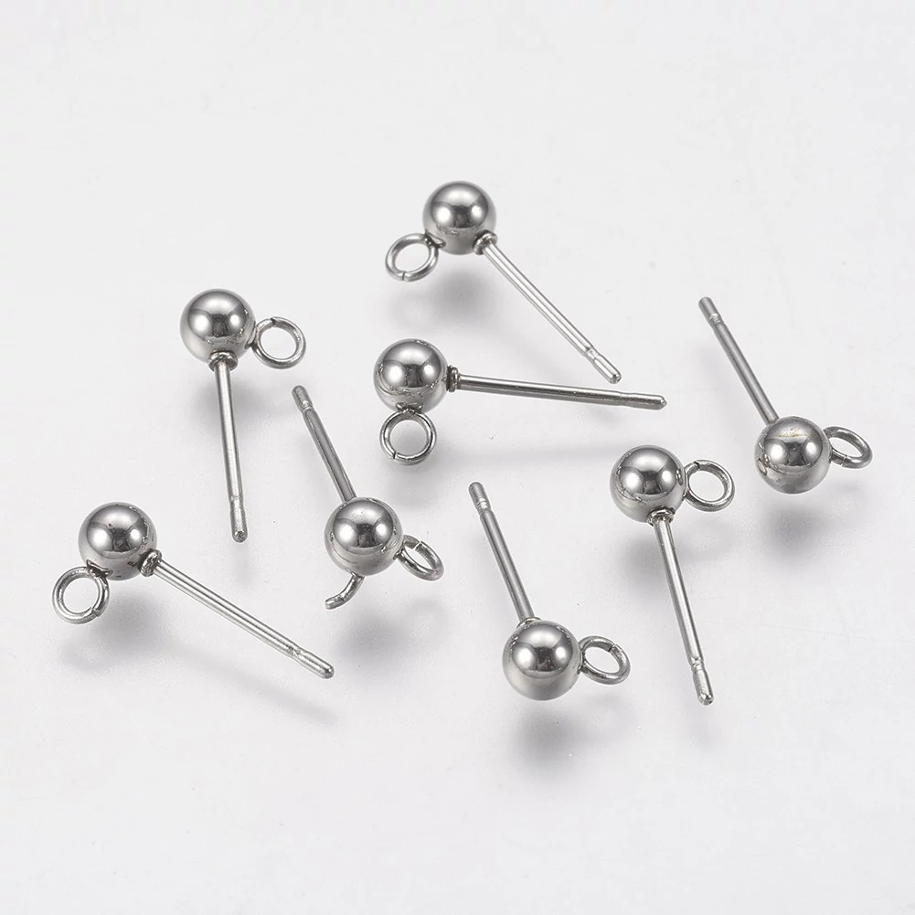 1pár nemesacél golyós tovább építhető bedugós fülbevalóalap (15x4mm)