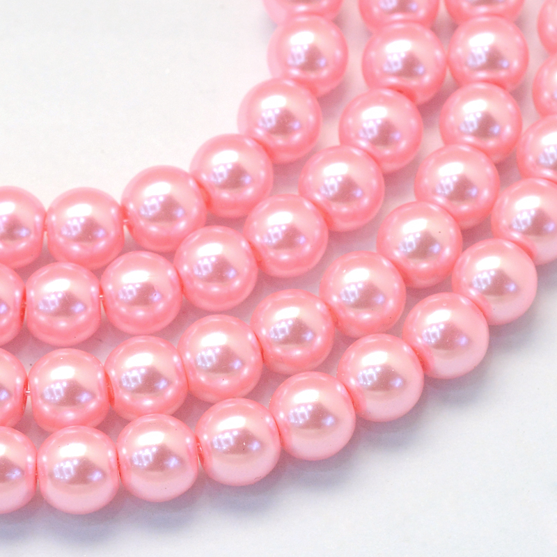 Pink színű tekla üveggyöngy (8mm)/105db