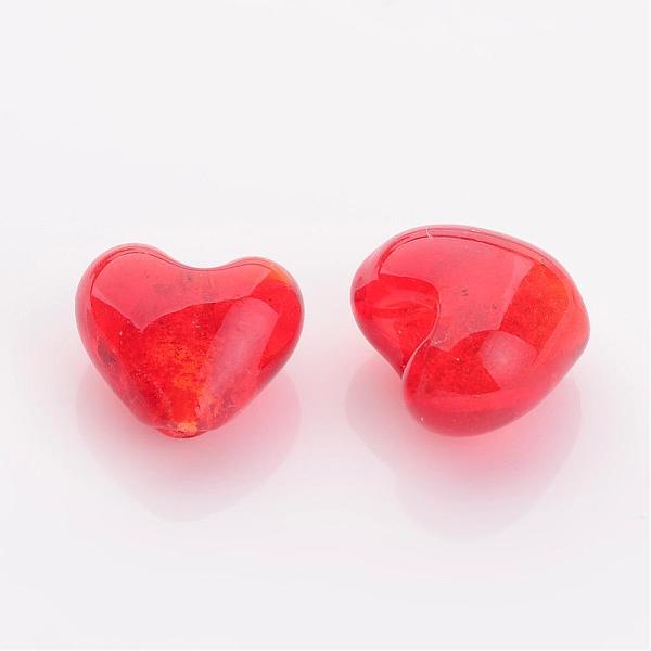 Szív alakú piros üveggyöngy (12x12mm)