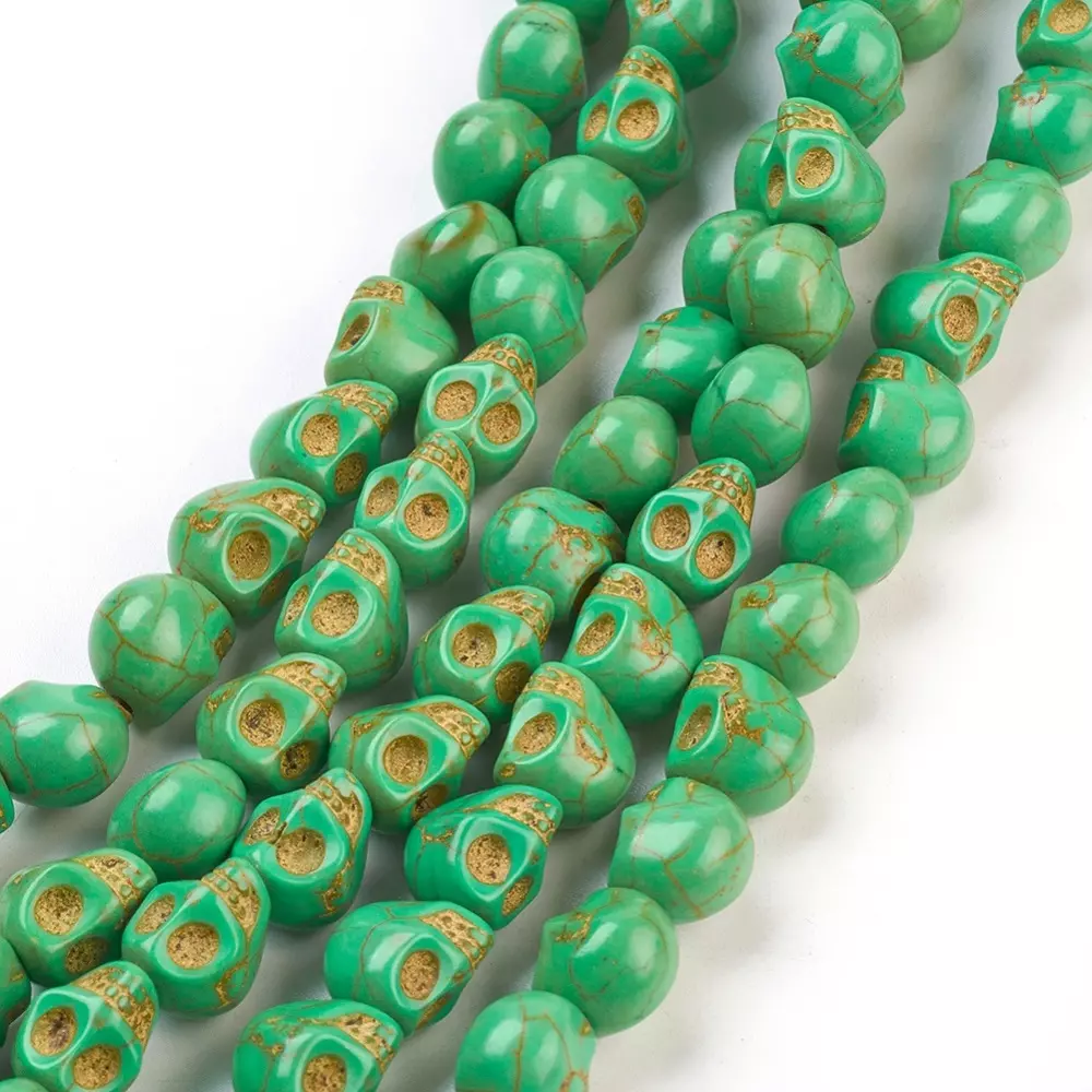 Szintetikus howlit zöld koponya gyöngy (9x7,5mm)