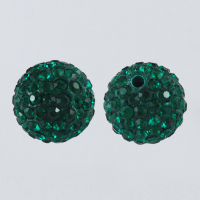 Strasszal díszített emerald gyöngy (10mm)