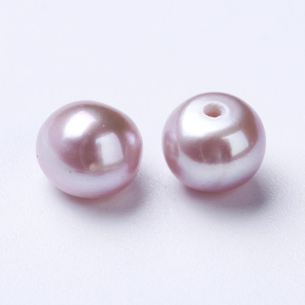 2db Lila  Valódi kagyló gyöngy félig fúrt (6~6.5x6~7mm)