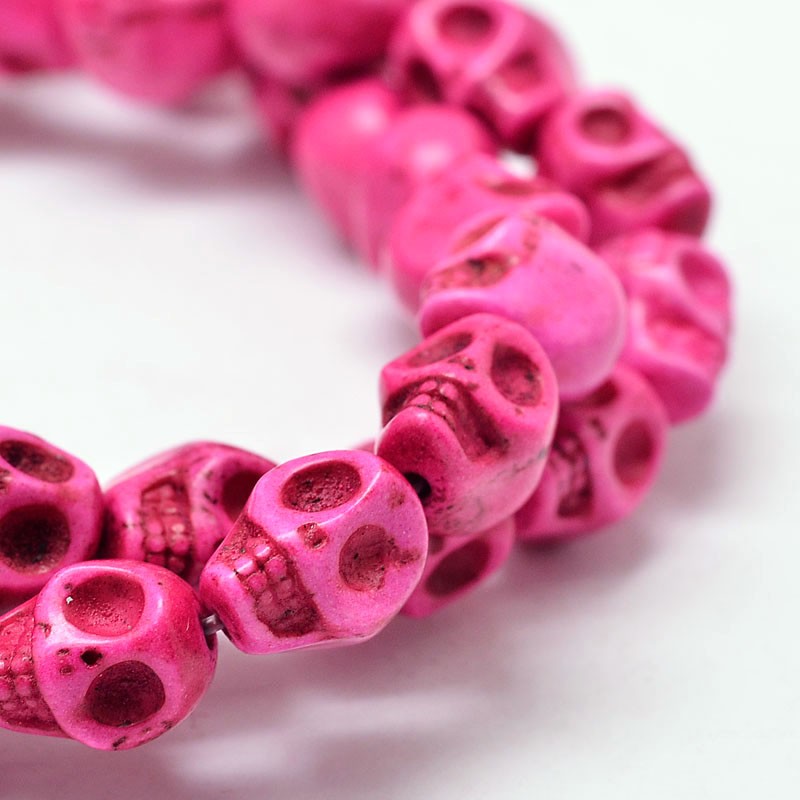 4db Szintetikus howlit pink koponya gyöngy (10x8x10mm)