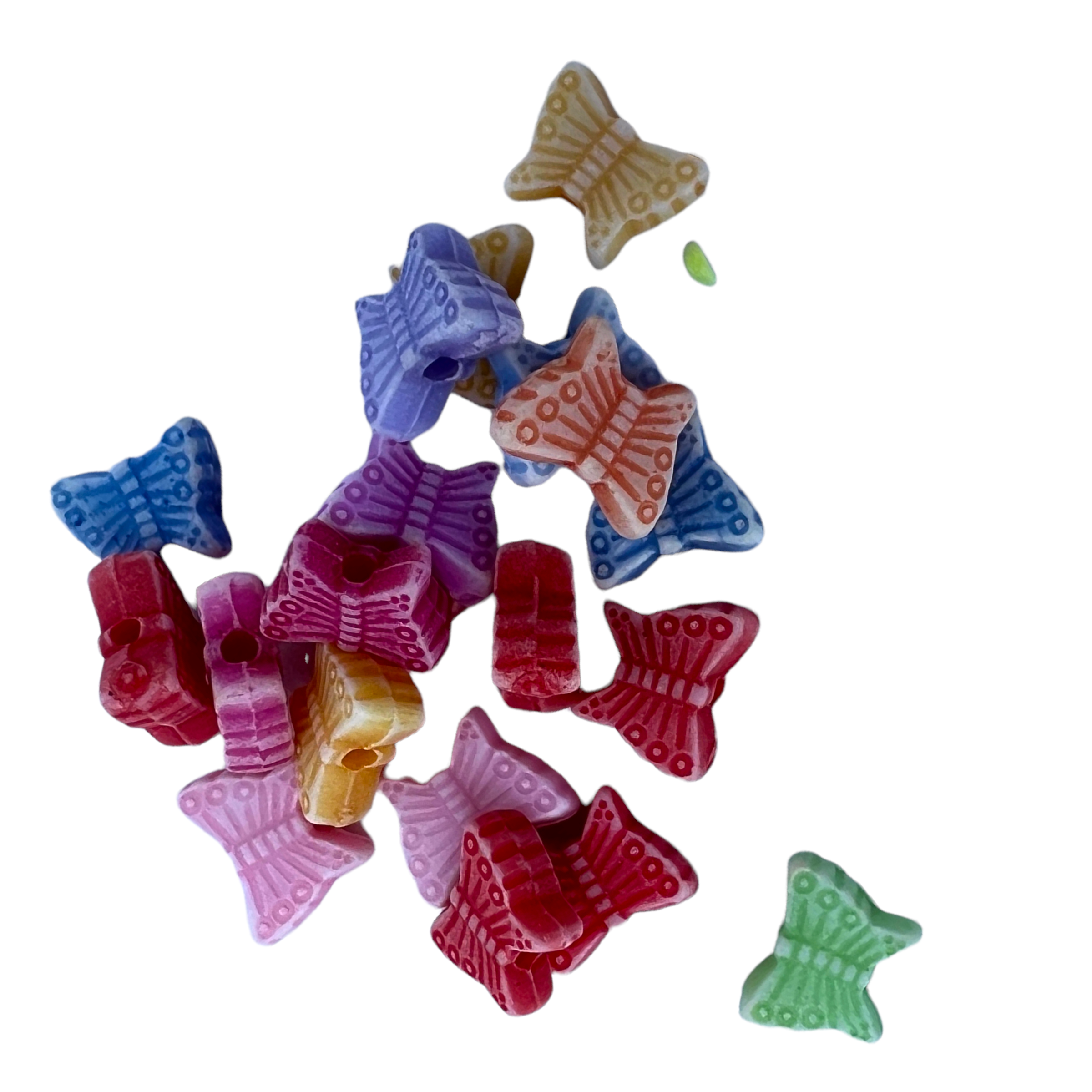 20db színes pillangó műanyag gyöngy (10mm)