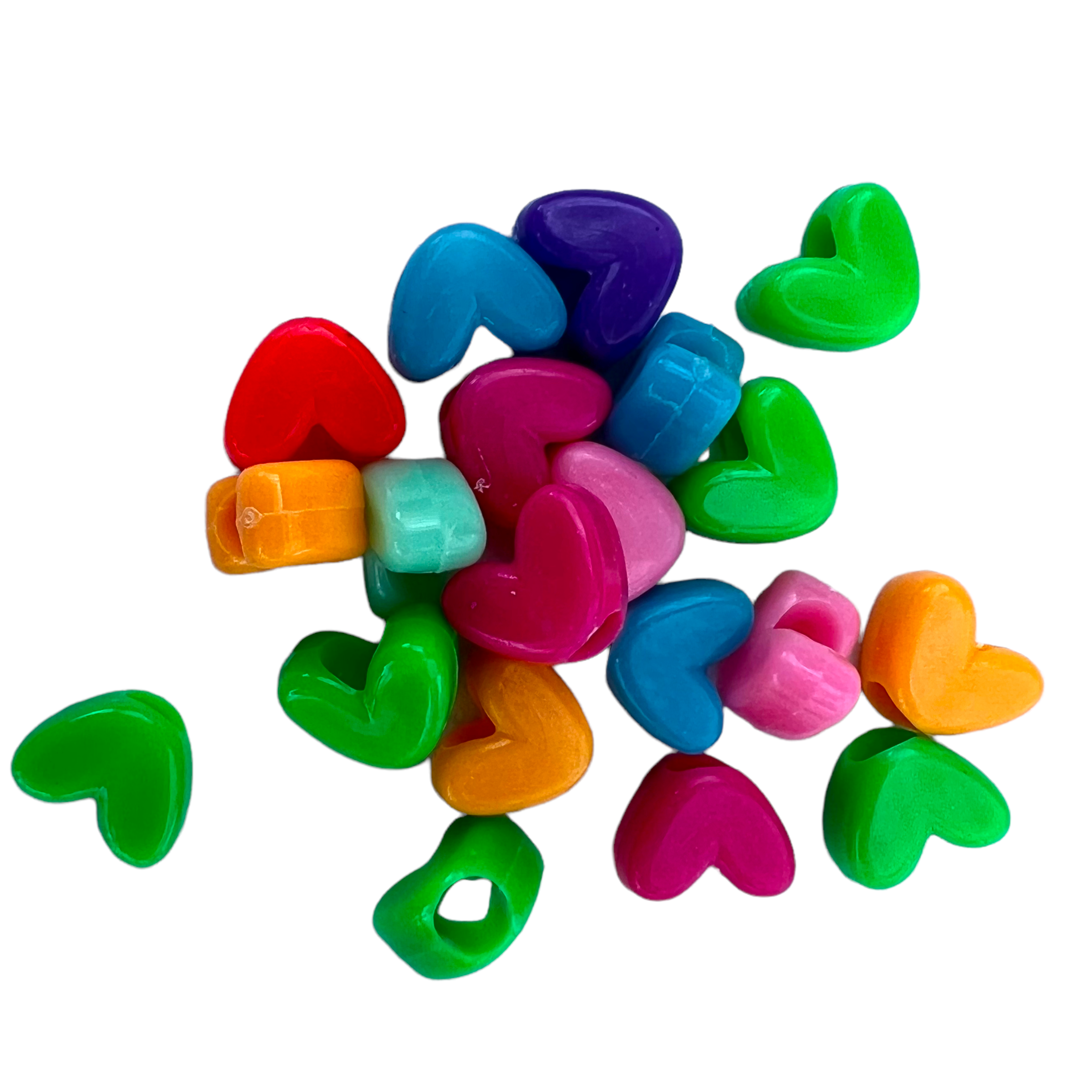20db színes szív műanyag gyöngy (10mm)