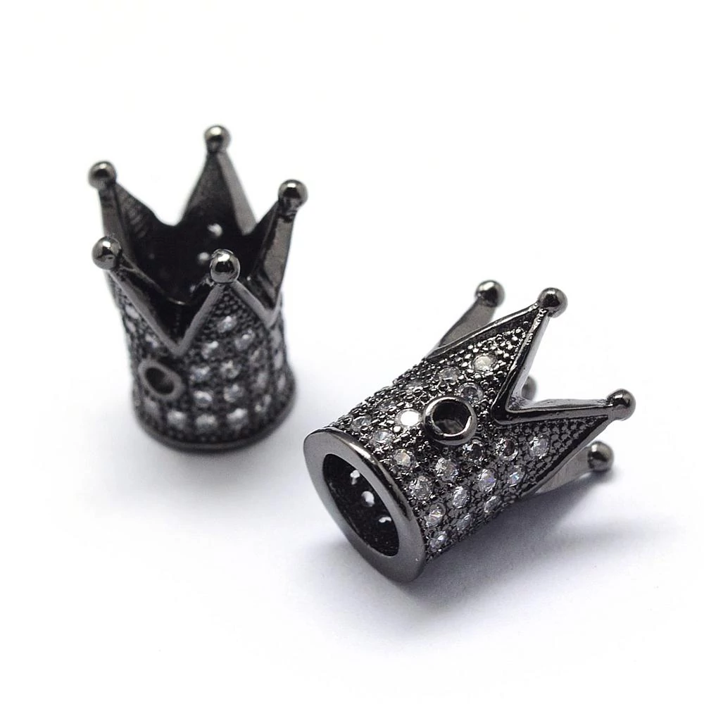 Korona gunmetál színű cirkónia gyöngy (12x10mm)
