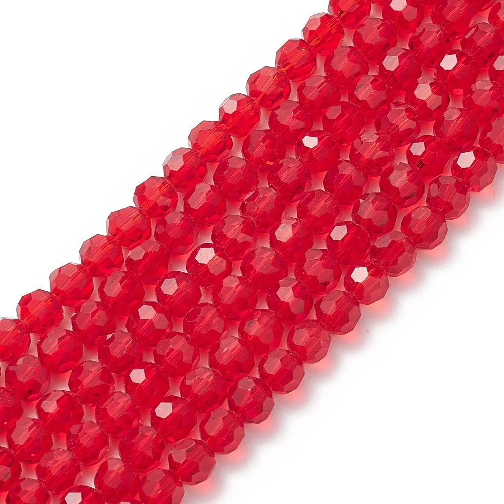 Piros színű csiszolt üveggyöngy szálban (8mm)