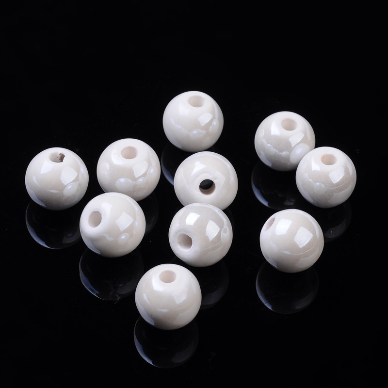 Fehér porcelán, kerámia gyöngy (11mm) /10db