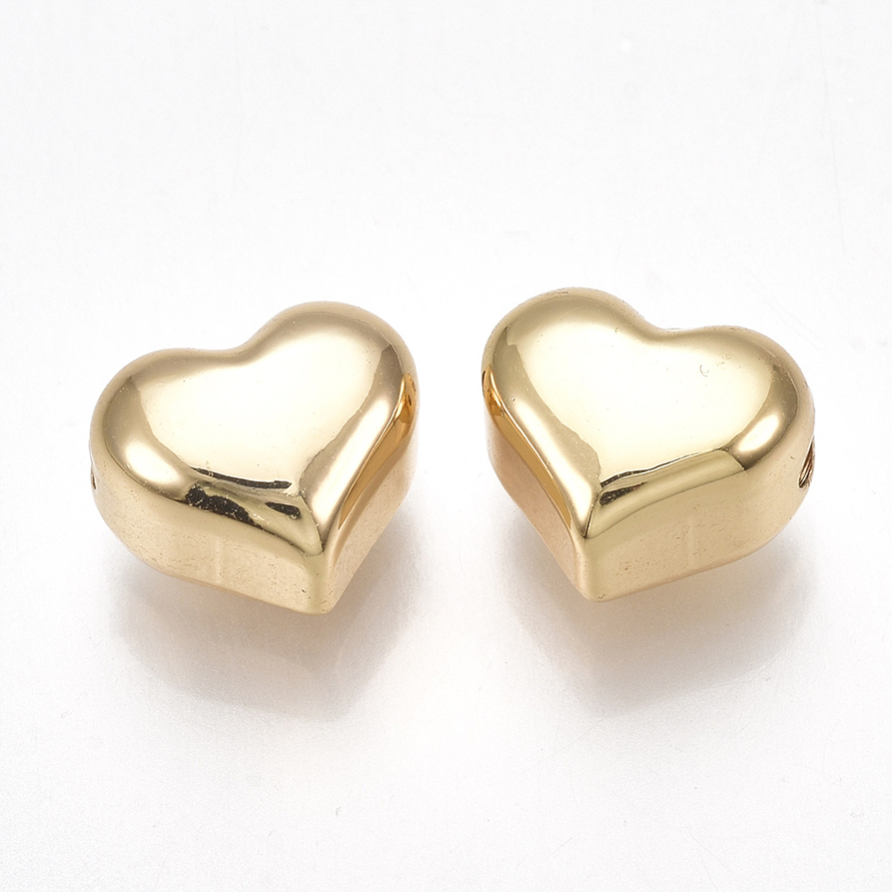 Arany nemesacél szív gyöngy (11x9x7mm)