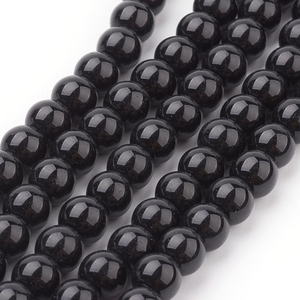 Fekete tekla üveggyöngy (6mm) szálban /140db