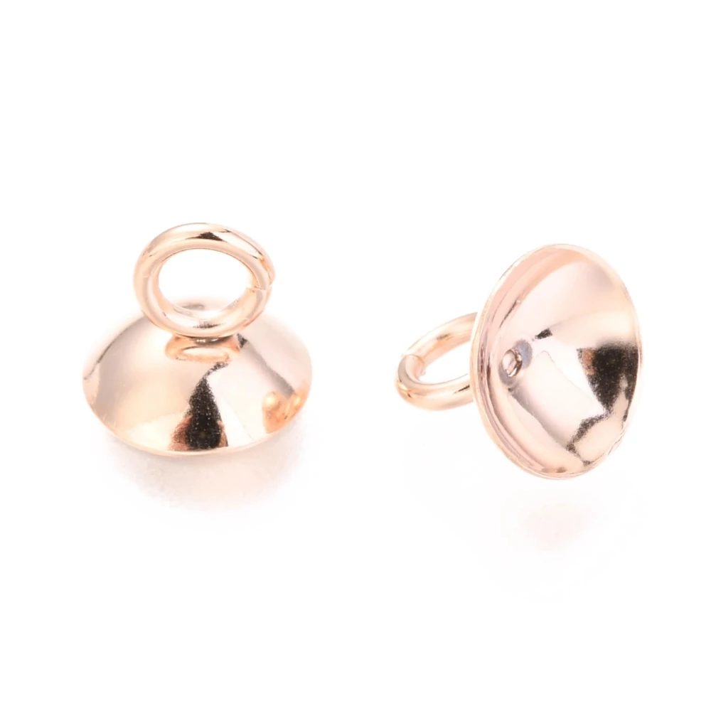 Rozé arany színű nemesacél lezáró kupak üveggömbökhöz (8x7mm)