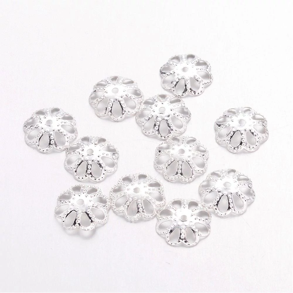 10db Ezüst színű gyöngykupak (10mm)