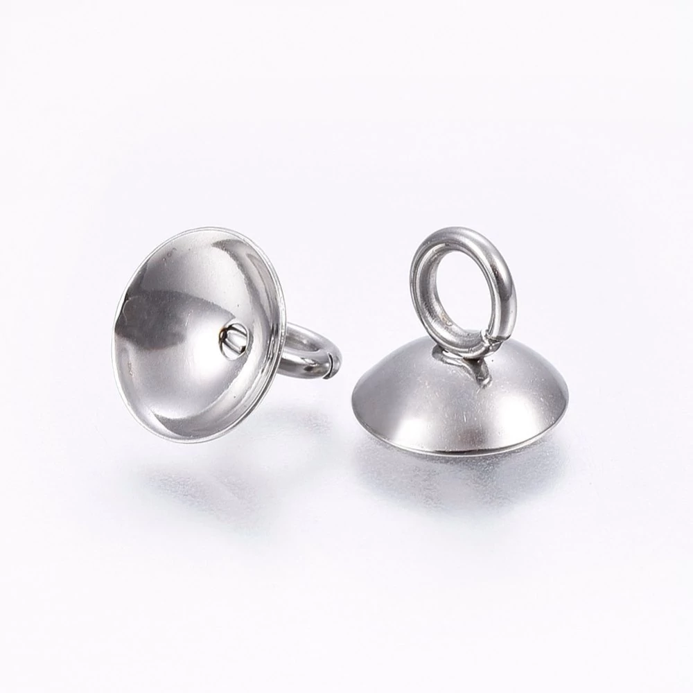 2db Nemesacél lezáró kupak üveggömbökhöz (8x7mm)
