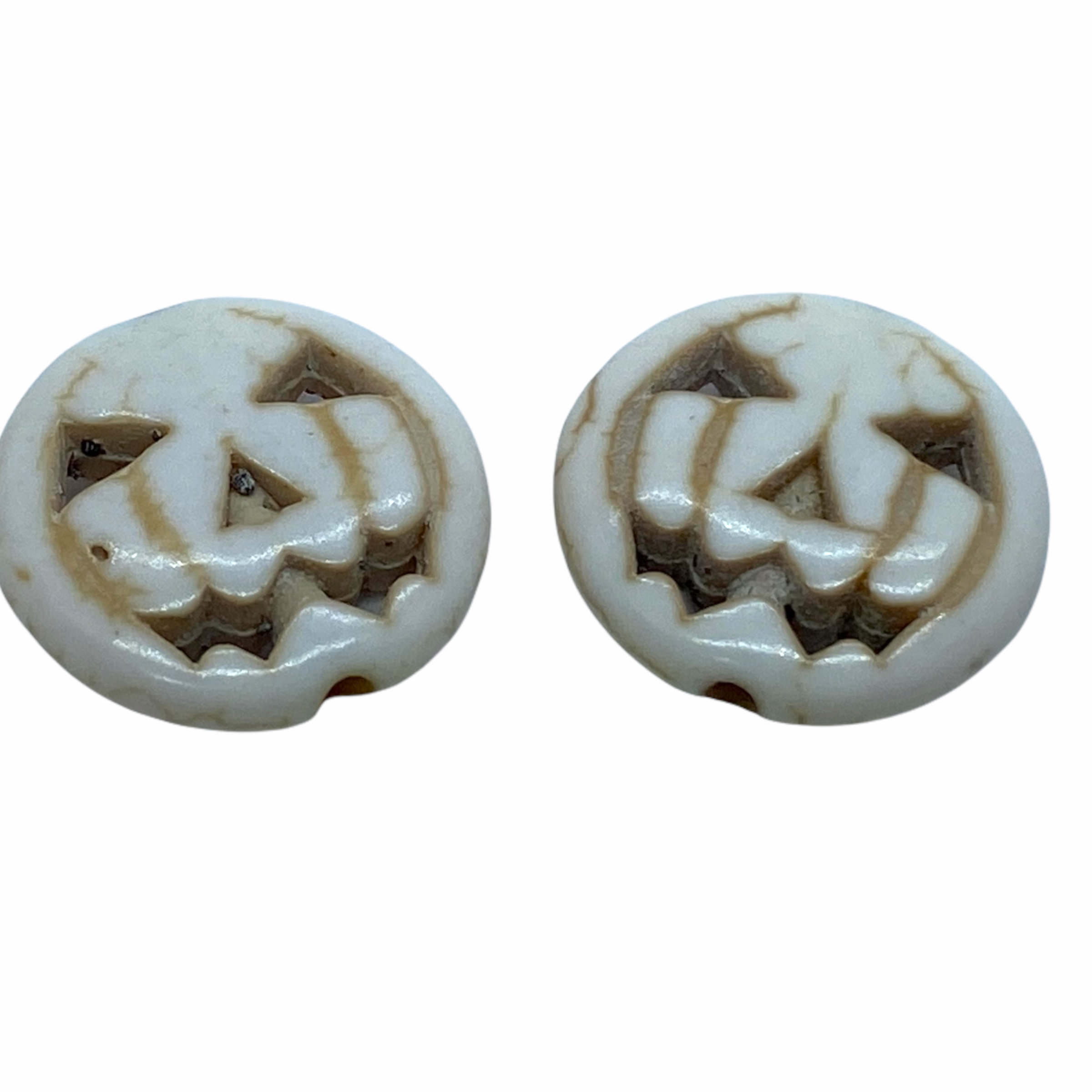Szintetikus türkiz fehér halloween tök gyöngy (15x3,5mm)