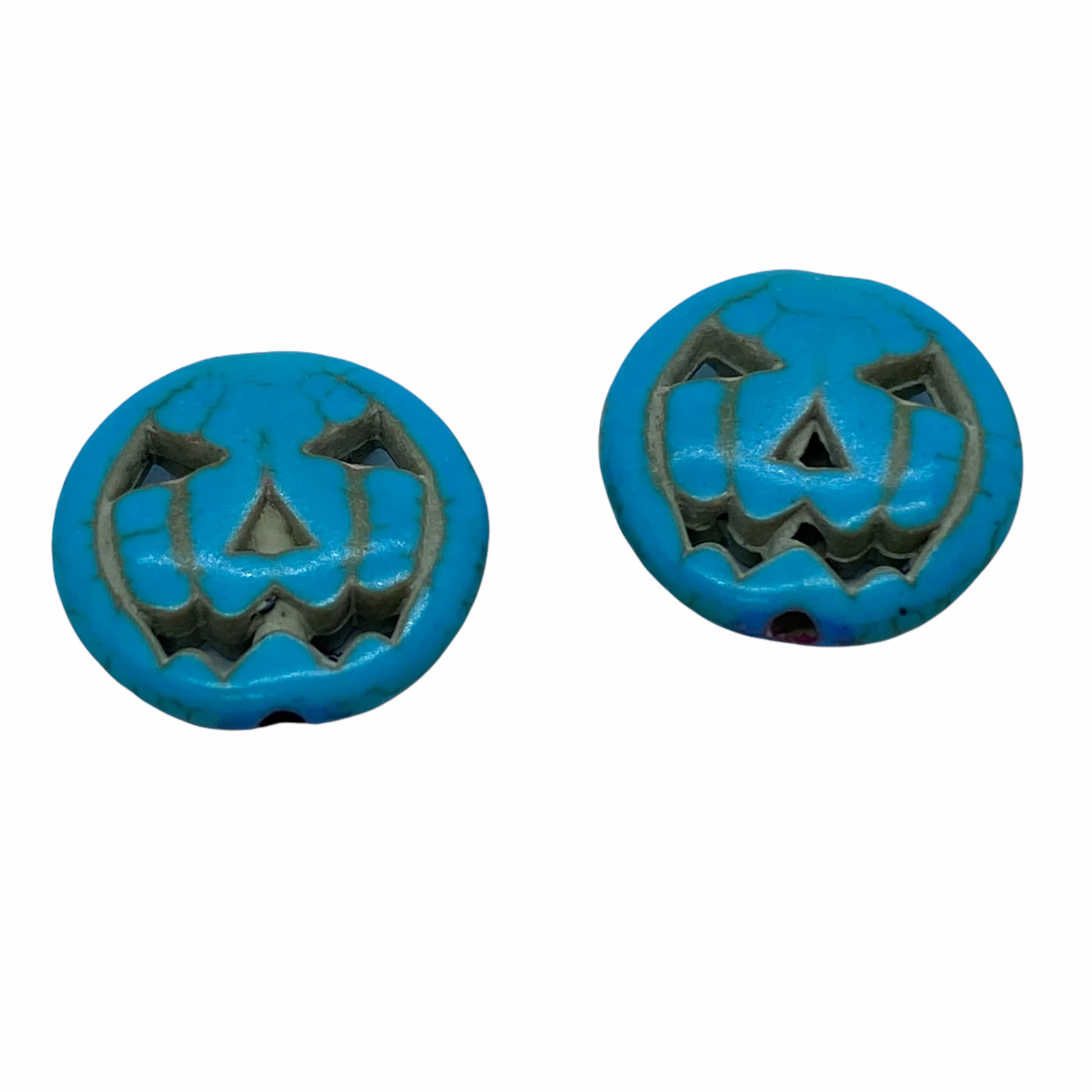 Szintetikus türkiz türkiz színű halloween tök gyöngy (15x3,5mm)