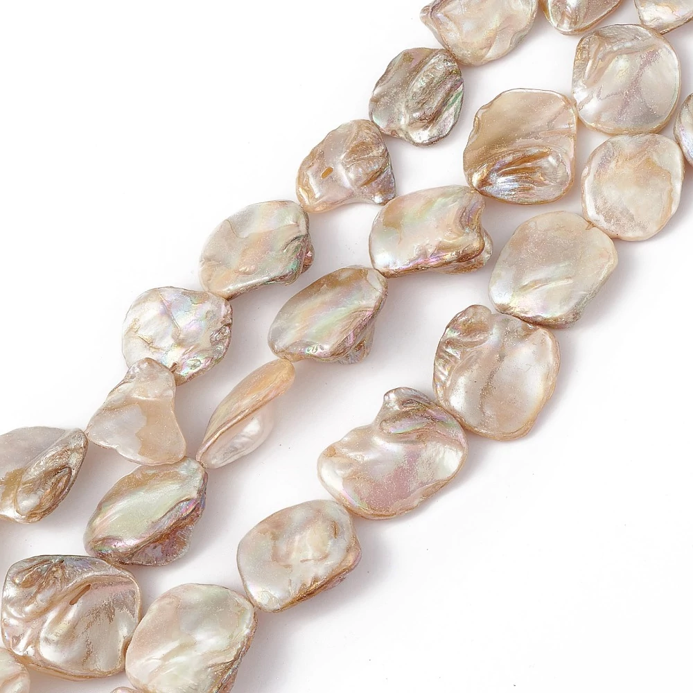 Rombusz alakú, természetes kagylógyöngy szálban (16.5~22x15~25x3~13mm) /19~20db