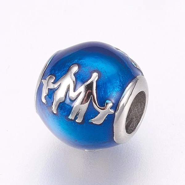 Nemesacél zománcozott családi kép kék gyöngy (10,5x10mm)