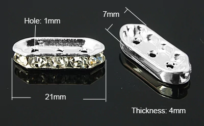 4db ezüst színű strasszos köztes (18x7mm)