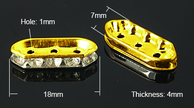 4db arany színű strasszos köztes (18x7mm)