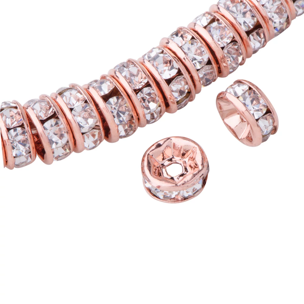 10db Rozé arany színű strasszos köztes (4x2mm)