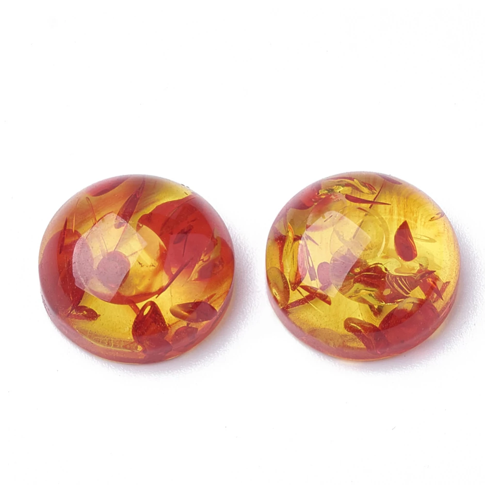 Narancssárga színű műgyanta kaboson (10mm)