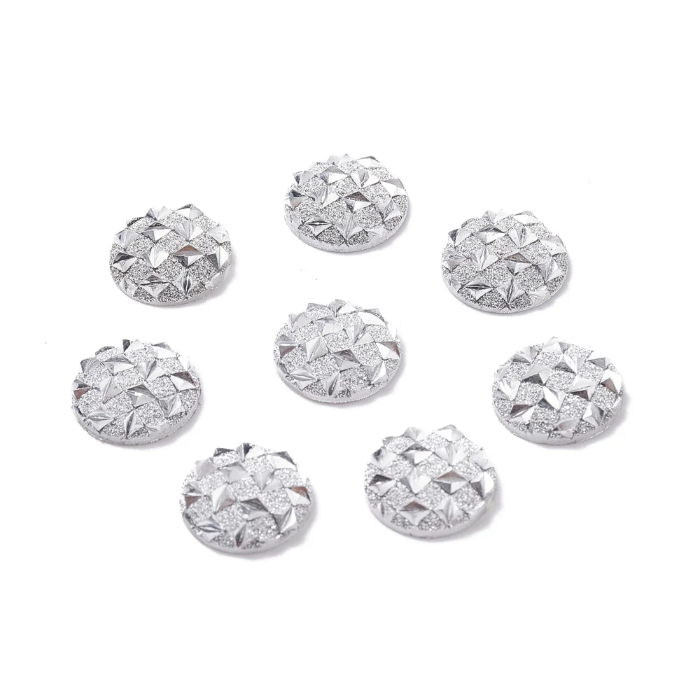 4db Fehér színű csillámos druzy műgyanta kabochon (12mm)
