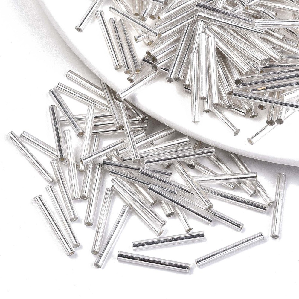 Ezüst színű szalmagyöngy (20x2,5mm) /15gr