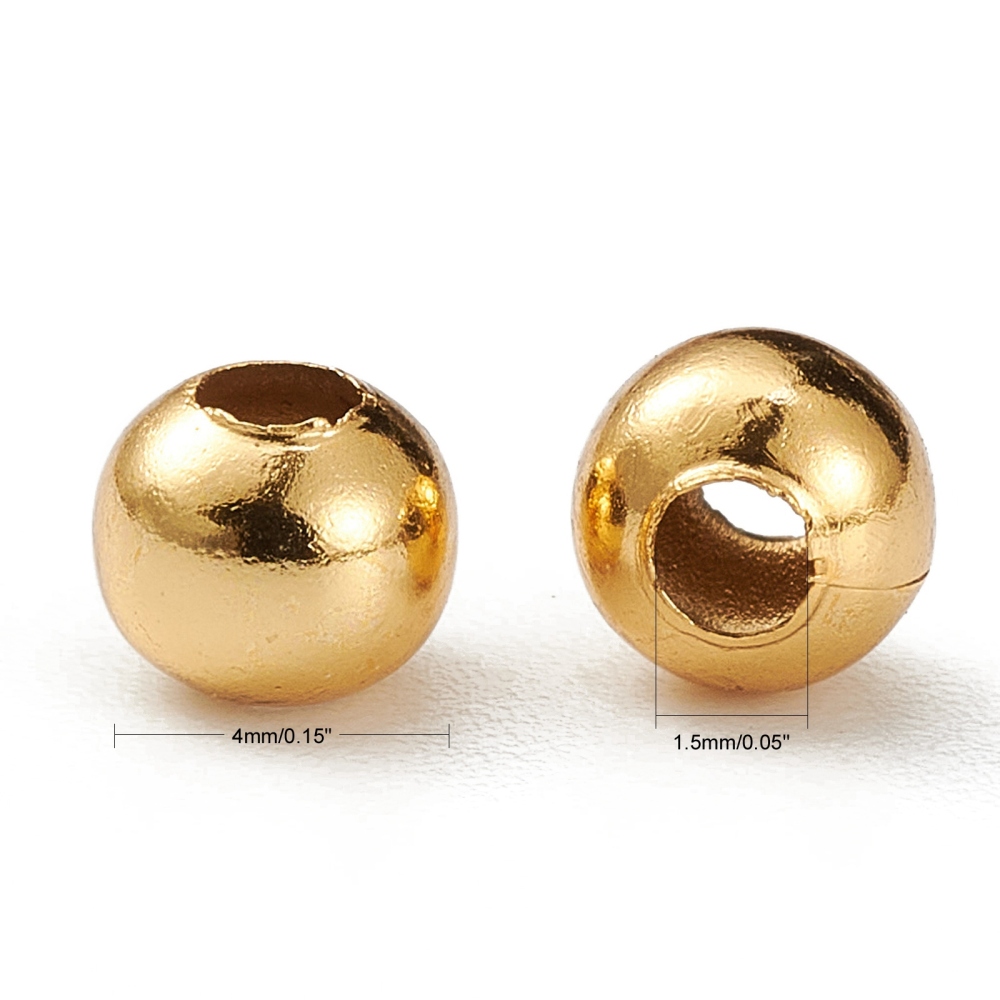 Arany színű nemesacél golyó alakú köztes 24K arany bevonattal (4x3,5mm)