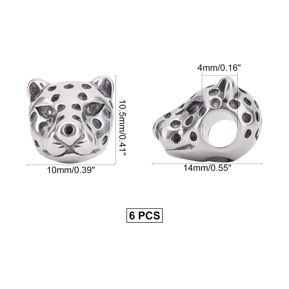 Nemesacél leopárd gyöngy (14x10mm)