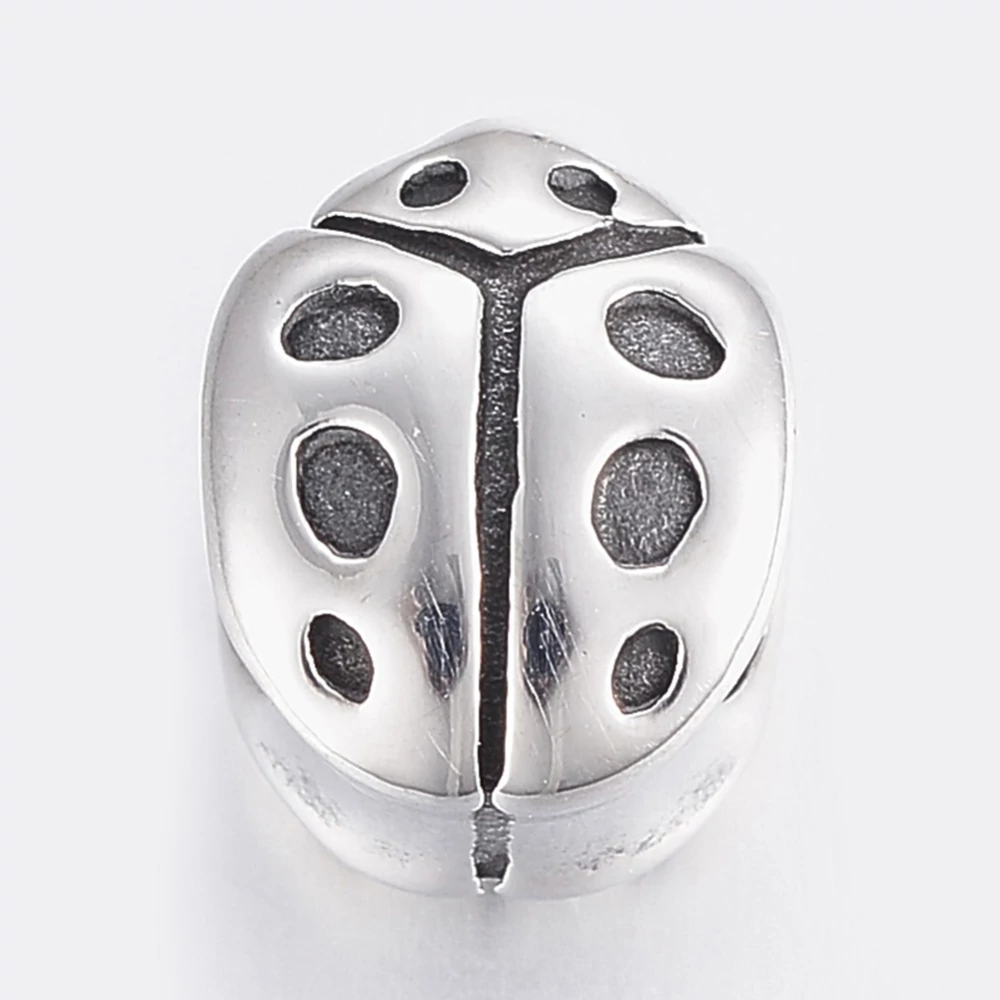 Nemesacél katica gyöngy (11x9x8mm)