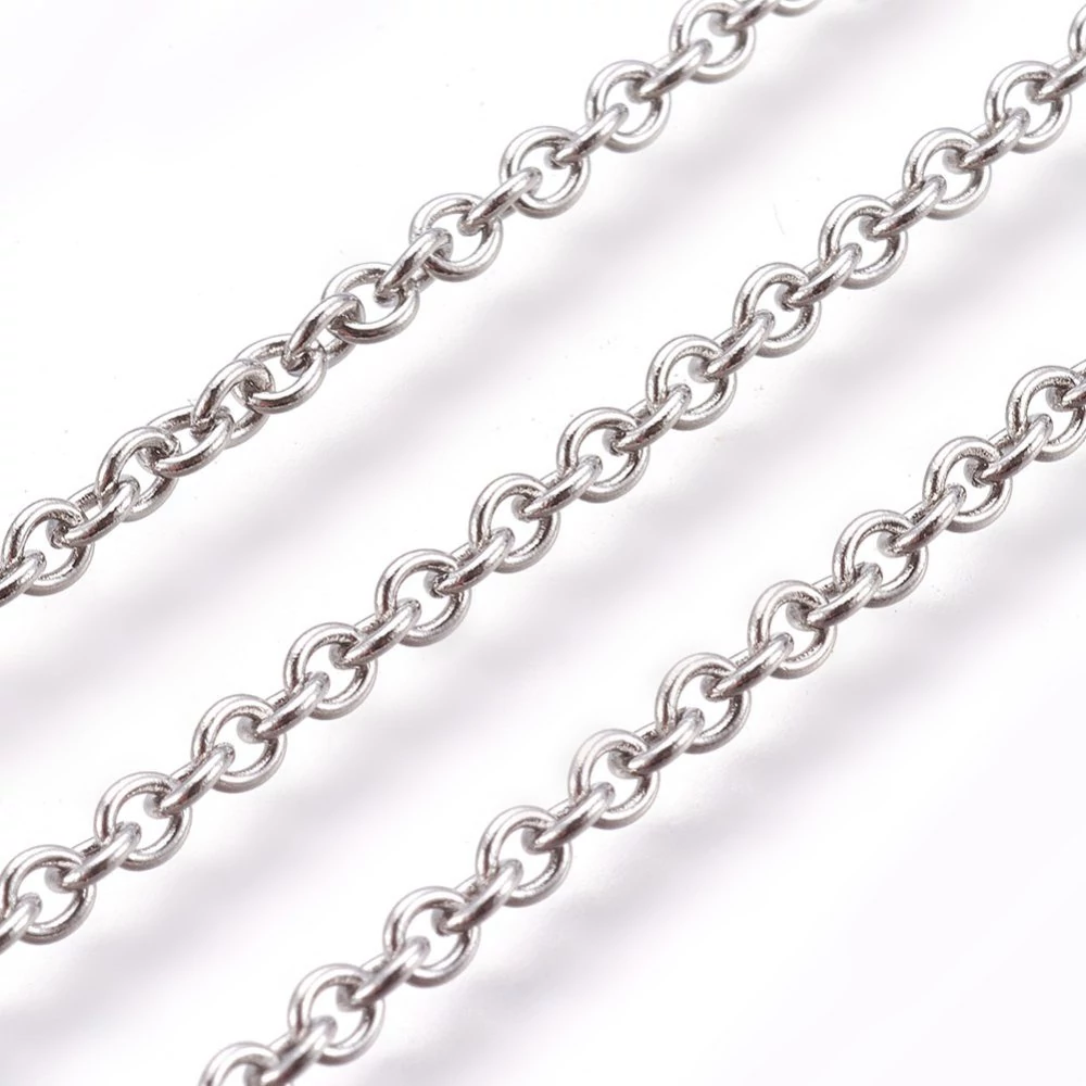 Nemesacél keresztezett szemű ékszerlánc (2x3mm)