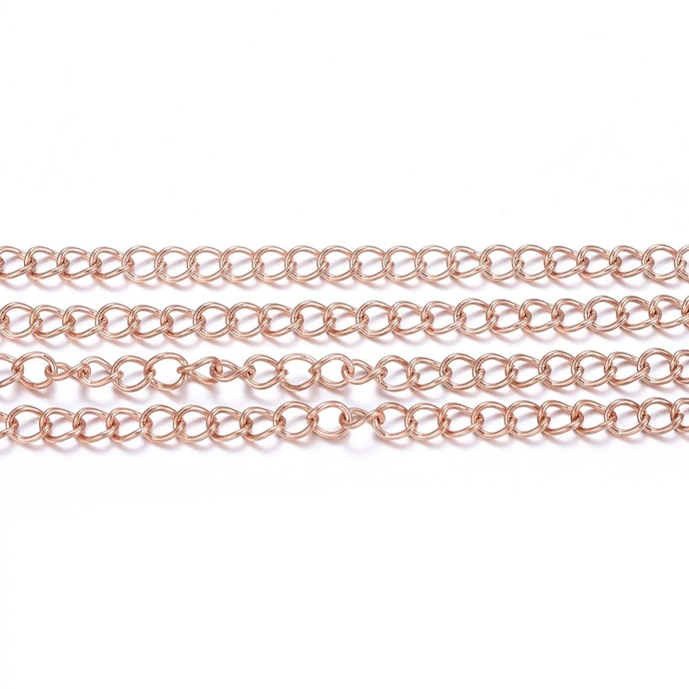 Rozé arany színű nemesacél csavart szemű ékszerlánc (4x3mm)