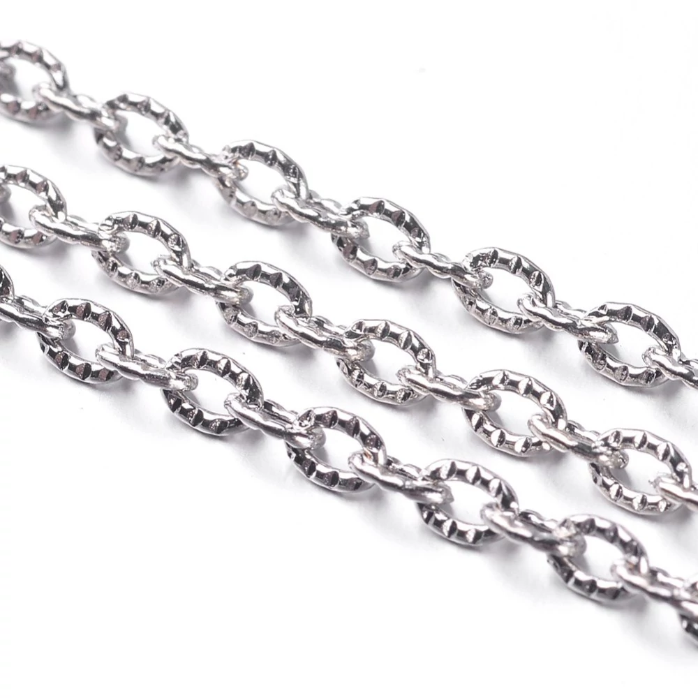 Antikolt ezüst színű keresztezett szemű ékszerlánc (3x4mm)
