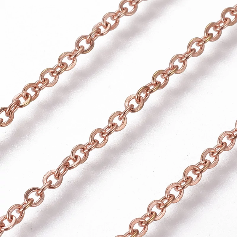 Rozé arany színű nemesacél keresztezett szemű ékszerlánc (2x2,5mm)