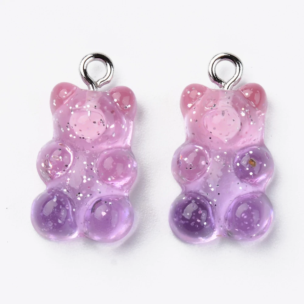 2db Gumi maci alakú, lila-rózsaszín színű műgyanta medál  (21x11x7mm)