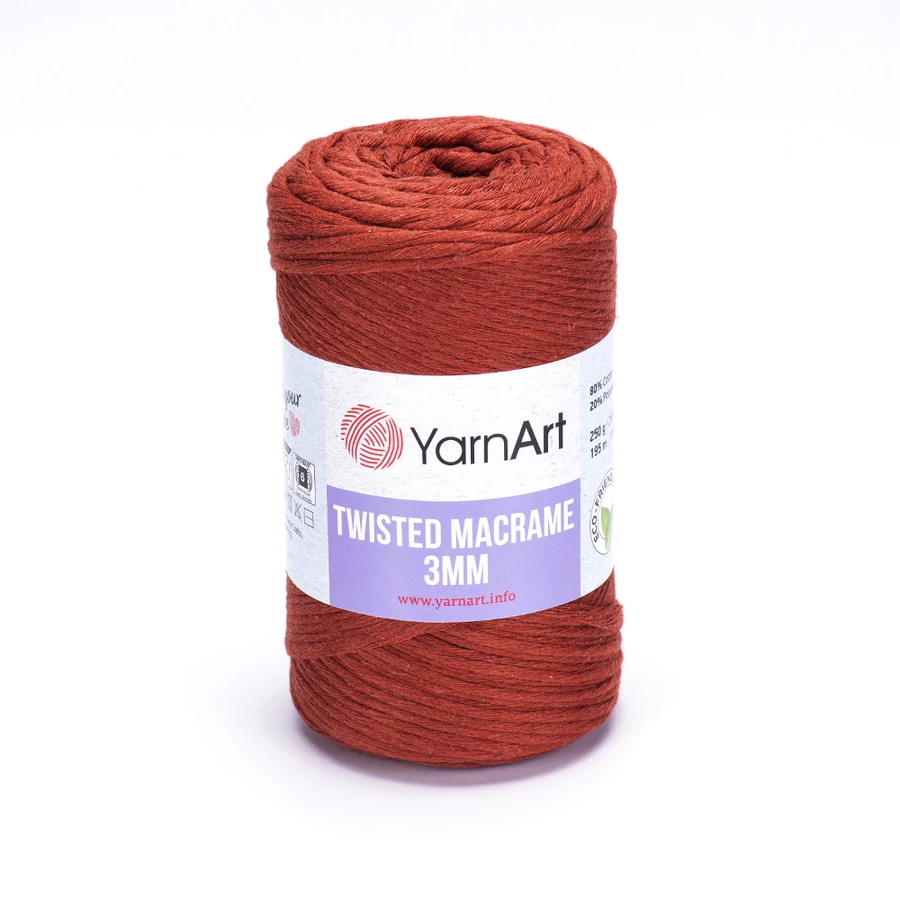 Yarnart Twisted Makramé kifésülhető piros (785) színű zsinór (3mm)