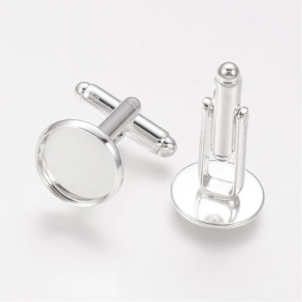 1 pár ezüst színű mandzsettagomb alap (12mm)