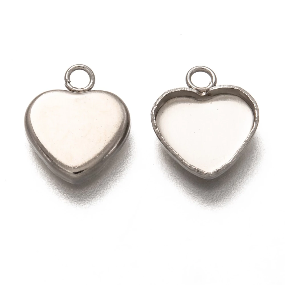 Nemesacél szív medálalap medáltartóval (12x10mm)