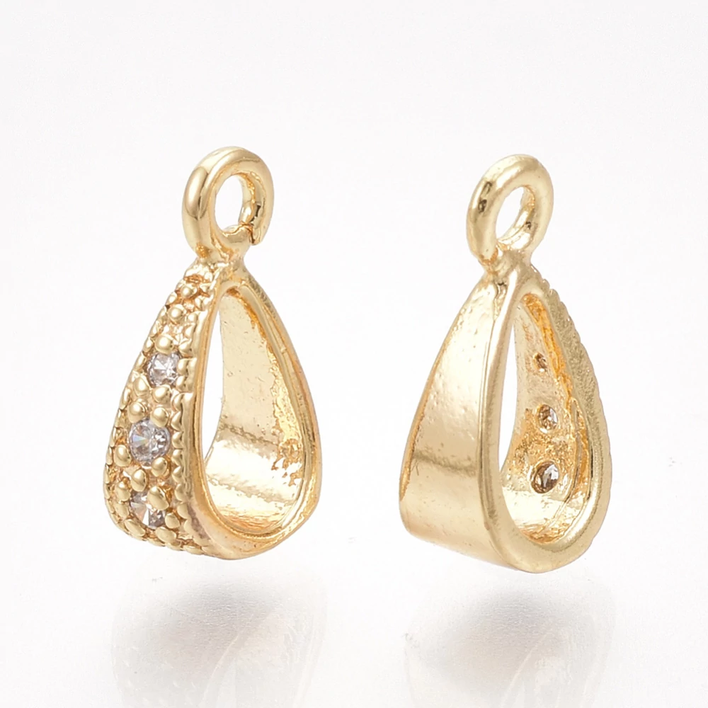 Arany színű strasszos medáltartó 18K arannyal futtatva (9,5x5x3mm)