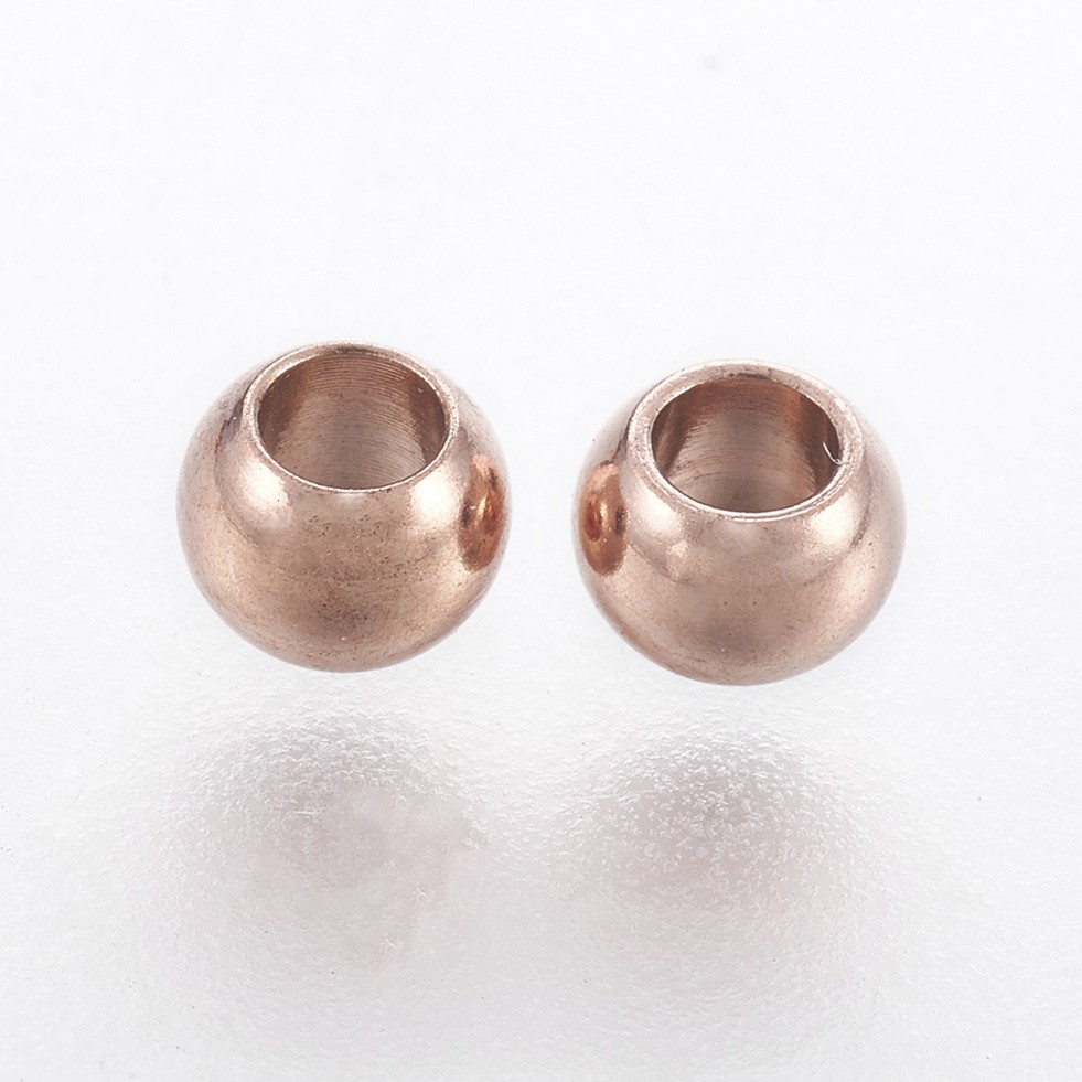 4db Rozé arany színű nemesacél golyó alakú köztes (4x3mm)