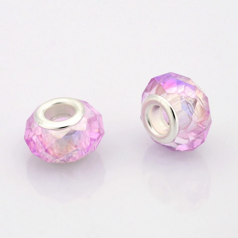 Halvány lila csiszolt nagy lyukú gyöngy (14x11mm)