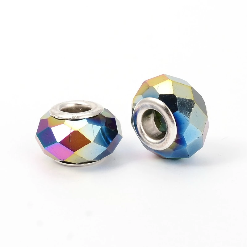 Szivárvány színű nagy lyukú gyöngy (14x9mm)