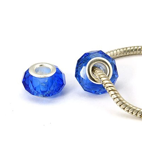 Sötét kék színű csiszolt nagy lyukú gyöngy (14x11mm)