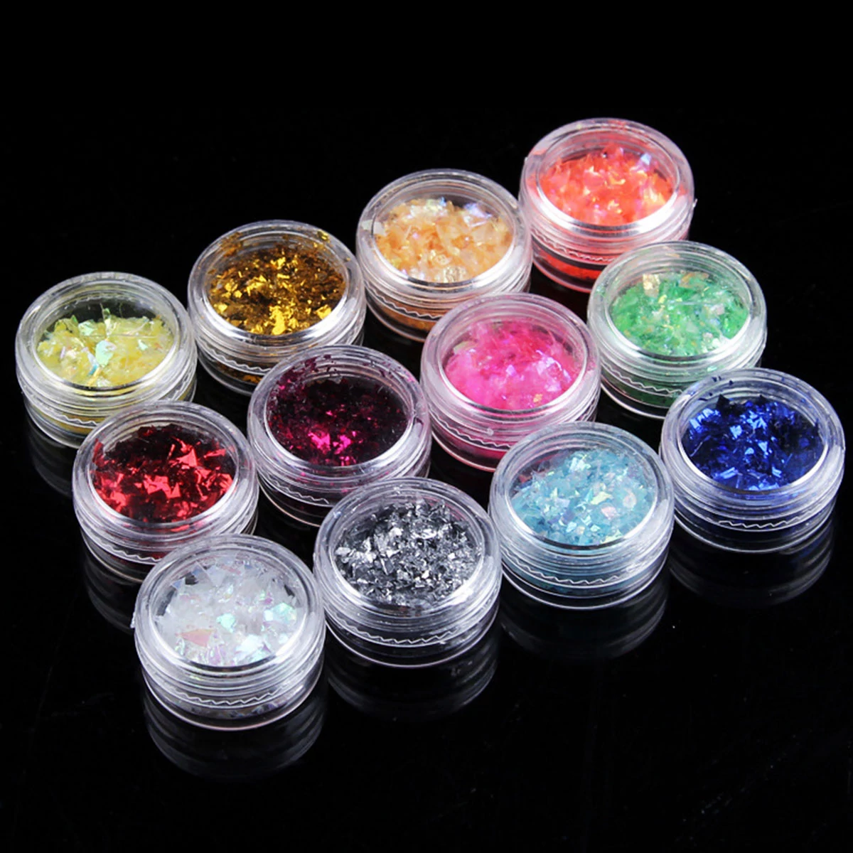 Vegyes színű glitter fólia pehely 12db
