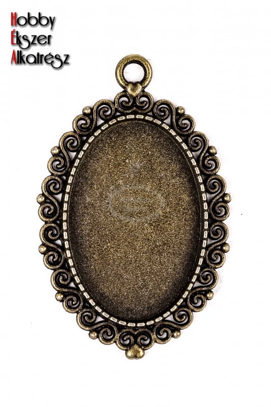 Antikolt bronz színű díszes medálalap (20x30mm)